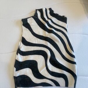 Zara Black and White Zebra Print Sleeveless Top